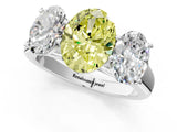 White gold Fancy Yellow Oval Cut Three-Stone Diamond Ring with Prong Setting on a Classic Band_13