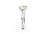 White gold Fancy Yellow Oval Cut Three-Stone Diamond Ring with Prong Setting on a Classic Band_14