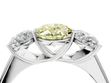 White gold Fancy Yellow Oval Cut Three-Stone Diamond Ring with Prong Setting on a Classic Band_16