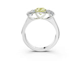 White gold Fancy Yellow Oval Cut Three-Stone Diamond Ring with Prong Setting on a Classic Band_21