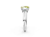 White gold Fancy Yellow Oval Cut Three-Stone Diamond Ring with Prong Setting on a Classic Band_26