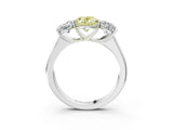 White gold Fancy Yellow Oval Cut Three-Stone Diamond Ring with Prong Setting on a Classic Band_27