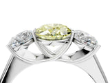 White gold Fancy Yellow Oval Cut Three-Stone Diamond Ring with Prong Setting on a Classic Band_28