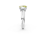White gold Fancy Yellow Oval Cut Three-Stone Diamond Ring with Prong Setting on a Classic Band_2