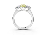 White gold Fancy Yellow Oval Cut Three-Stone Diamond Ring with Prong Setting on a Classic Band_3