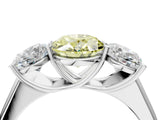 White gold Fancy Yellow Oval Cut Three-Stone Diamond Ring with Prong Setting on a Classic Band_4
