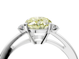 White gold Fancy Yellow Oval  Cut Three-Stone Solitaire Ring with Round Accent Diamonds and Four-Prong Setting_59