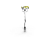 White gold Fancy Yellow Oval  Cut Three-Stone Solitaire Ring with Round Accent Diamonds and Four-Prong Setting_61