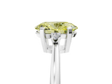 White gold Fancy Yellow Oval  Cut Three-Stone Solitaire Ring with Round Accent Diamonds and Four-Prong Setting_65