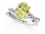 White gold Fancy Yellow Oval  Cut Twist Band Solitaire Diamond Ring with Pavé Setting_4