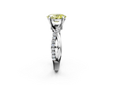 White gold Fancy Yellow Oval  Cut Twist Band Solitaire Diamond Ring with Pavé Setting_5