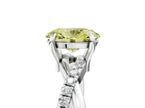 White gold Fancy Yellow Oval  Cut Twist Band Solitaire Diamond Ring with Pavé Setting_8