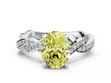 White gold Fancy Yellow Oval  Cut Twisted Pavé Band Solitaire Ring with Four-Prong Setting_55
