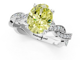 White gold Fancy Yellow Oval  Cut Twisted Pavé Band Solitaire Ring with Four-Prong Setting_56