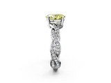 White gold Fancy Yellow Oval  Cut Twisted Pavé Band Solitaire Ring with Four-Prong Setting_57