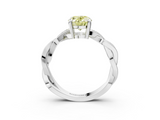White gold Fancy Yellow Oval  Cut Twisted Pavé Band Solitaire Ring with Four-Prong Setting_58