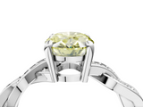 White gold Fancy Yellow Oval  Cut Twisted Pavé Band Solitaire Ring with Four-Prong Setting_59