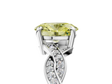 White gold Fancy Yellow Oval  Cut Twisted Pavé Band Solitaire Ring with Four-Prong Setting_60
