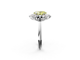 White gold Fancy Yellow Oval  Diamond Cluster Halo Ring with Solitaire Band and Four-Prong Setting_22