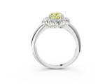 White gold Fancy Yellow Oval  Diamond Cluster Halo Ring with Solitaire Band and Four-Prong Setting_23