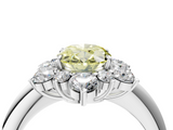 White gold Fancy Yellow Oval  Diamond Cluster Halo Ring with Solitaire Band and Four-Prong Setting_24