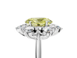 White gold Fancy Yellow Oval  Diamond Cluster Halo Ring with Solitaire Band and Four-Prong Setting_25