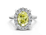 White gold Fancy Yellow Oval  Diamond Cluster Halo Solitaire with Four-Prong Setting_106