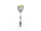 White gold Fancy Yellow Oval  Diamond Cluster Leaf Design Ring with Prong Setting_68