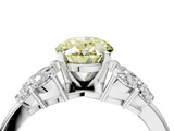 White gold Fancy Yellow Oval  Diamond Cluster Leaf Design Ring with Prong Setting_74