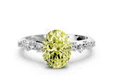 White gold Fancy Yellow Oval  Diamond Cluster Prong-Set Solitaire Ring_19