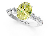 White gold Fancy Yellow Oval  Diamond Cluster Prong-Set Solitaire Ring_20
