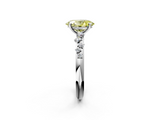 White gold Fancy Yellow Oval  Diamond Cluster Prong-Set Solitaire Ring_21