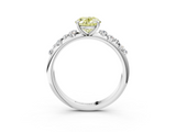 White gold Fancy Yellow Oval  Diamond Cluster Prong-Set Solitaire Ring_22