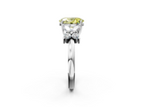 White gold Fancy Yellow Oval  Diamond Floral Cluster Ring with Solitaire Band and Prong Setting_82