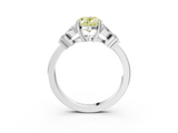 White gold Fancy Yellow Oval  Diamond Floral Cluster Ring with Solitaire Band and Prong Setting_83