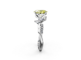 White gold Fancy Yellow Oval  Diamond Floral Vine Solitaire Engagement Ring_5
