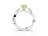 White gold Fancy Yellow Oval  Diamond Floral Vine Solitaire Engagement Ring_6