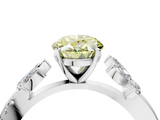 White gold Fancy Yellow Oval  Diamond Floral Vine Solitaire Engagement Ring_7