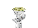 White gold Fancy Yellow Oval  Diamond Floral Vine Solitaire Engagement Ring_8