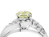 White gold Fancy Yellow Oval  Diamond Halo Ring with Marquise and Pavé Band in Prong Setting_49