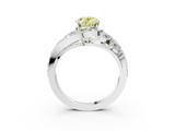 White gold Fancy Yellow Oval  Diamond Halo Ring with Marquise and Pavé Band in Prong Setting_53