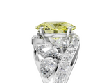 White gold Fancy Yellow Oval  Diamond Halo Ring with Marquise and Pavé Band in Prong Setting_55