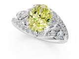 White gold Fancy Yellow Oval  Diamond Halo Ring with Marquise and Pavé Band in Prong Setting_55