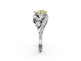 White gold Fancy Yellow Oval  Diamond Halo Ring with Marquise and Pavé Band in Prong Setting_56