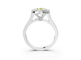White gold Fancy Yellow Oval  Diamond Halo Ring with Milgrain Frame and Pavé Band_76