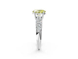 White gold Fancy Yellow Oval  Diamond Pavé Band Solitaire Ring with Four-Prong Setting_48
