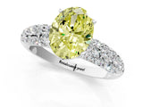 White gold Fancy Yellow Oval  Diamond Pavé Band Solitaire Ring with Four-Prong Setting_48