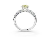 White gold Fancy Yellow Oval  Diamond Pavé Band Solitaire Ring with Four-Prong Setting_50