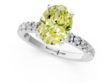 White gold Fancy Yellow Oval  Diamond Pavé Band Solitaire with Four-Prong Setting_217