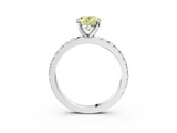 White gold Fancy Yellow Oval  Diamond Pavé Band Solitaire with Four-Prong Setting_219